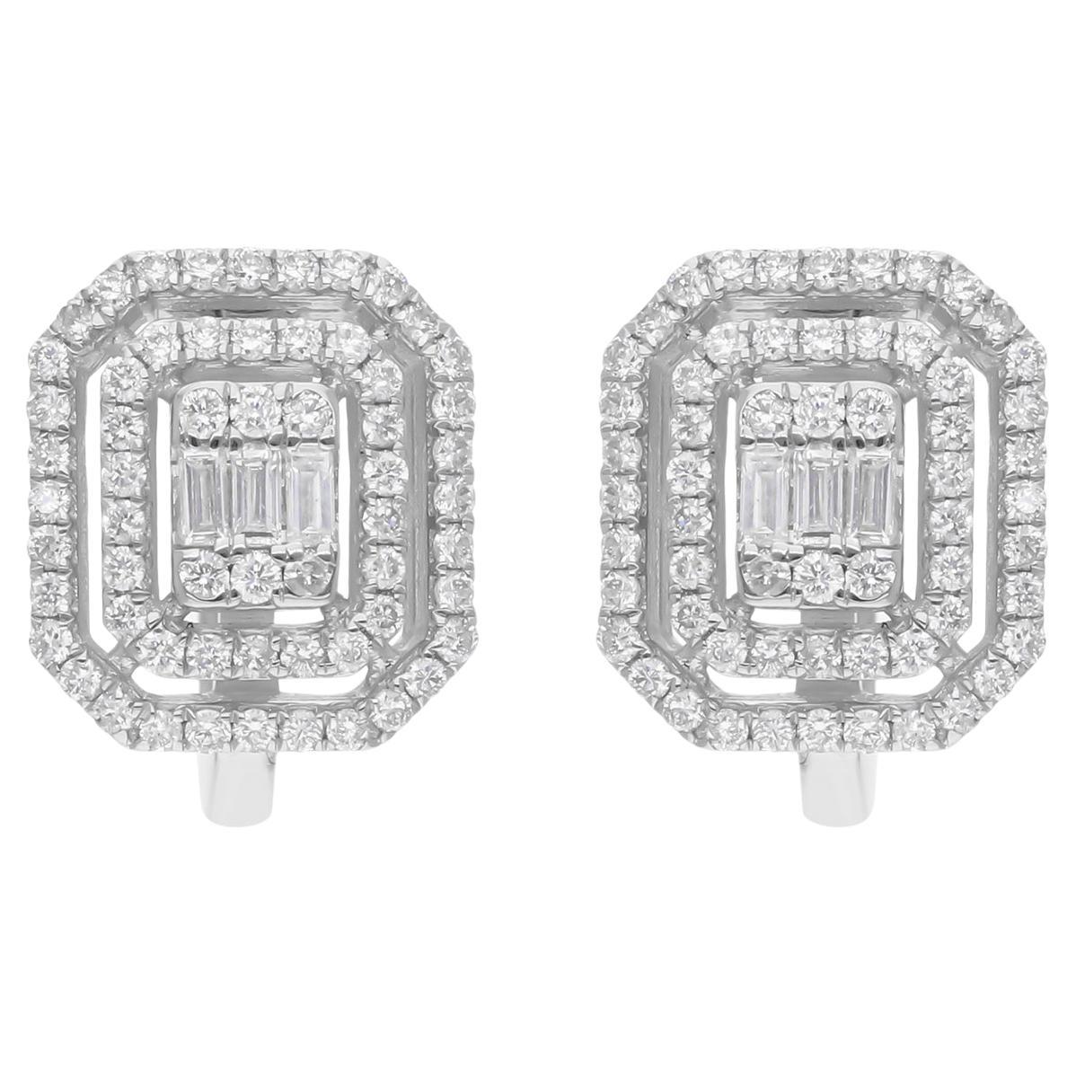Minimalist SI/H Diamond Halo Stud Earrings 18k White Gold All Tariffs Paid