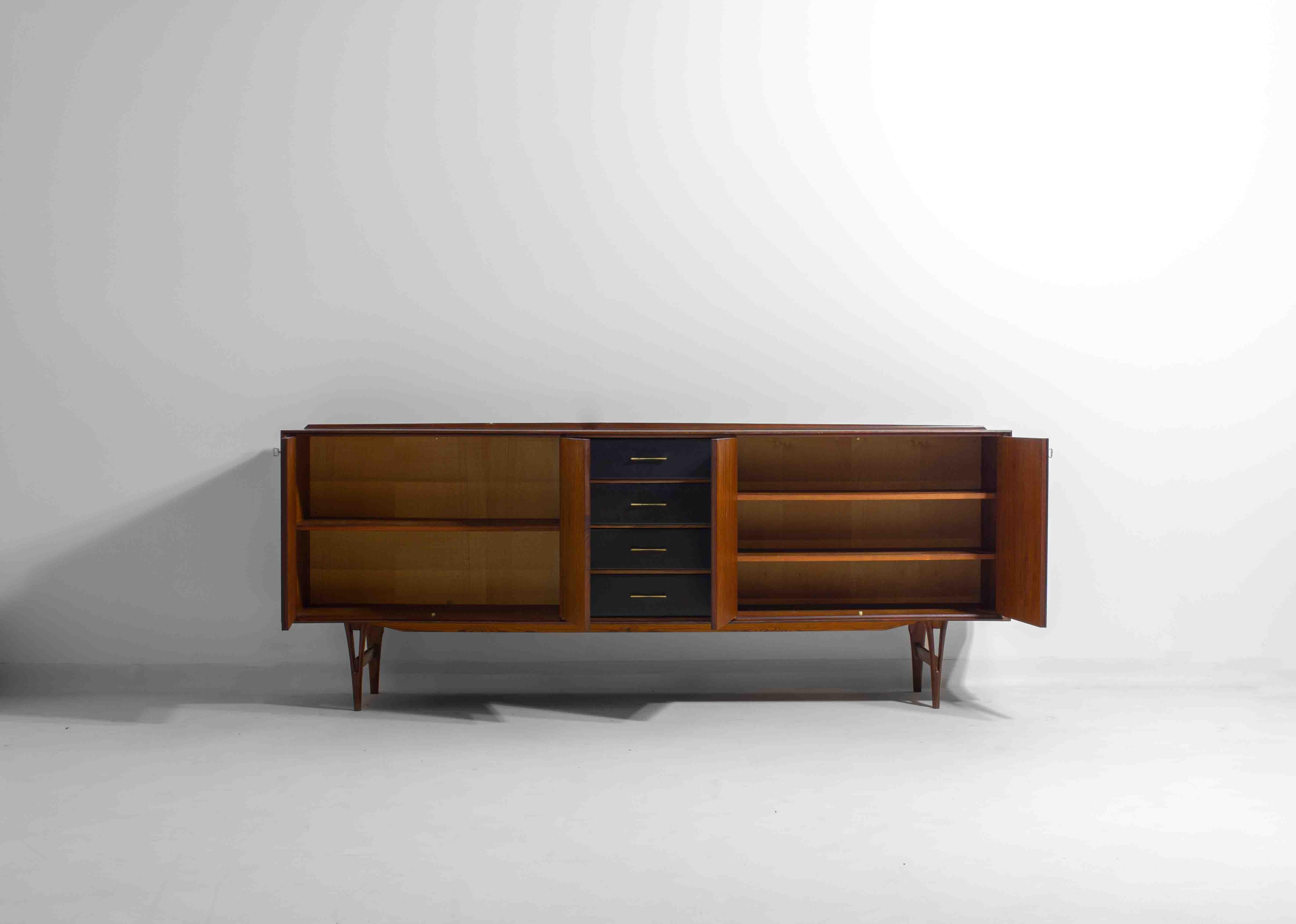 Buffet minimaliste en teck chaud de Van Pelt, Belgique années 1960 en vente 3