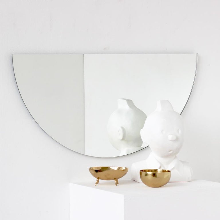 Luna Half-Moon Semi-circular Minimalist Frameless Mirror, Customisable, Medium For Sale 3