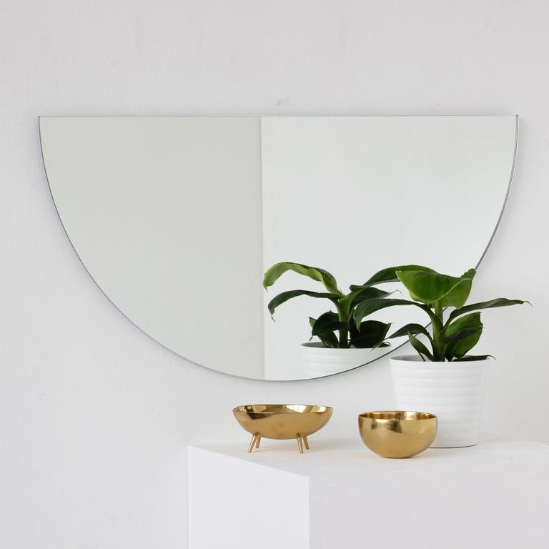 Luna Half-Moon Semi-circular Minimalist Frameless Mirror, Customisable, Medium For Sale 4