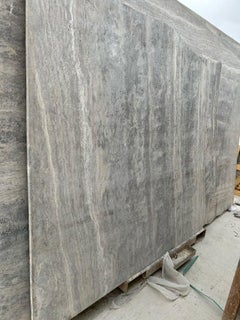 Table console minimaliste en travertin Silver Honed Matte Finish Organic Modern