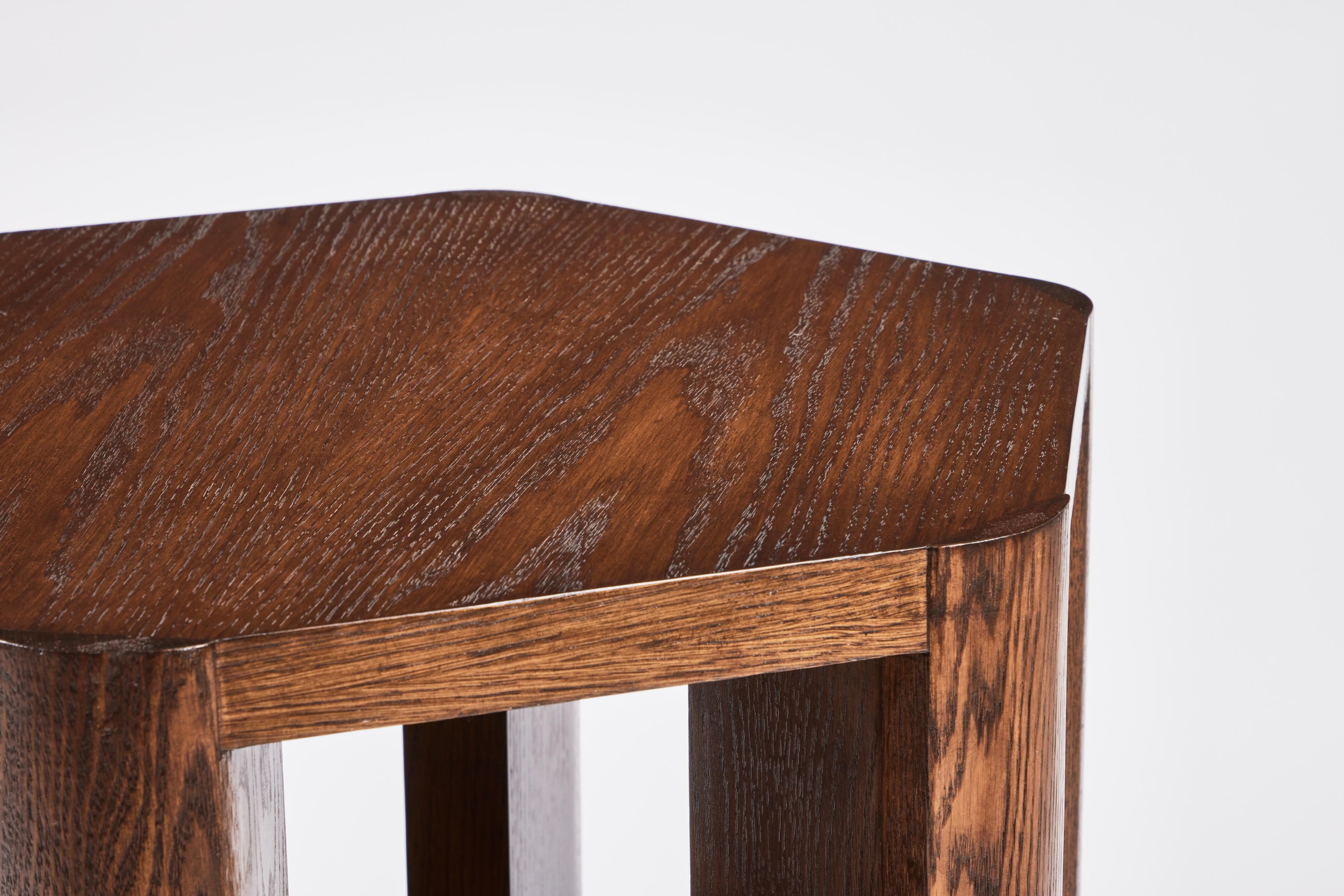 Wood Minimalist Small Modern Library Table in Dark Oak Finish by Martin & Brockett For Sale