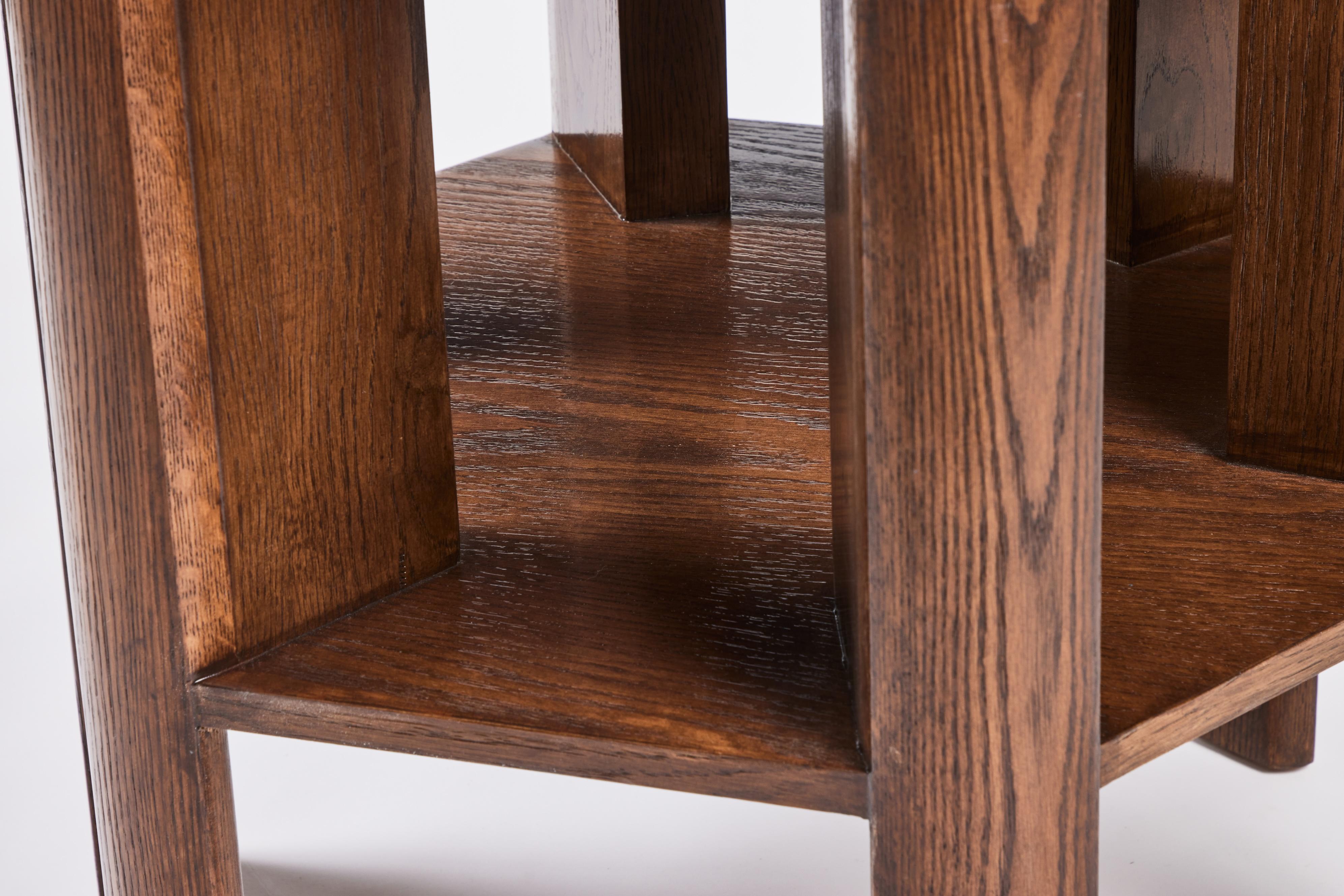 Minimalist Small Modern Library Table in Dark Oak Finish by Martin & Brockett For Sale 1