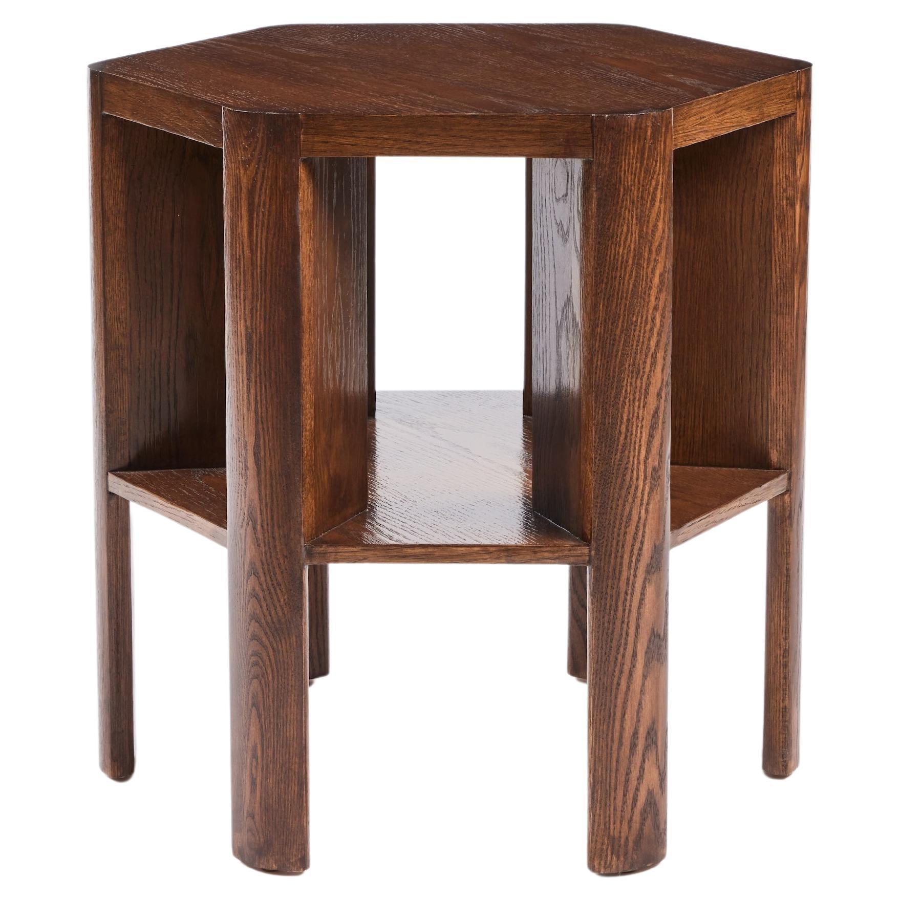 Minimalist Small Modern Library Table in Dark Oak Finish by Martin & Brockett For Sale