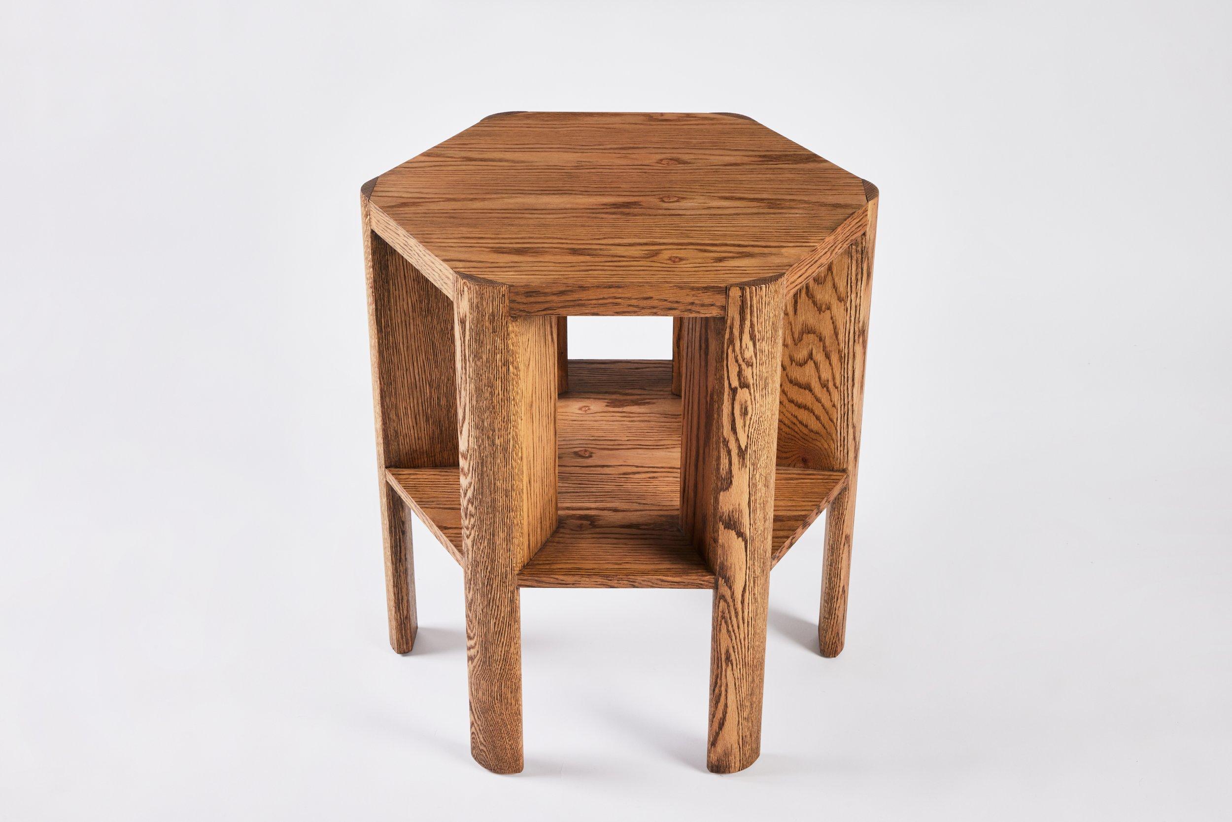 Wood Minimalist Small Modern Library Table in Tanned Oak Finish by Martin & Brockett For Sale