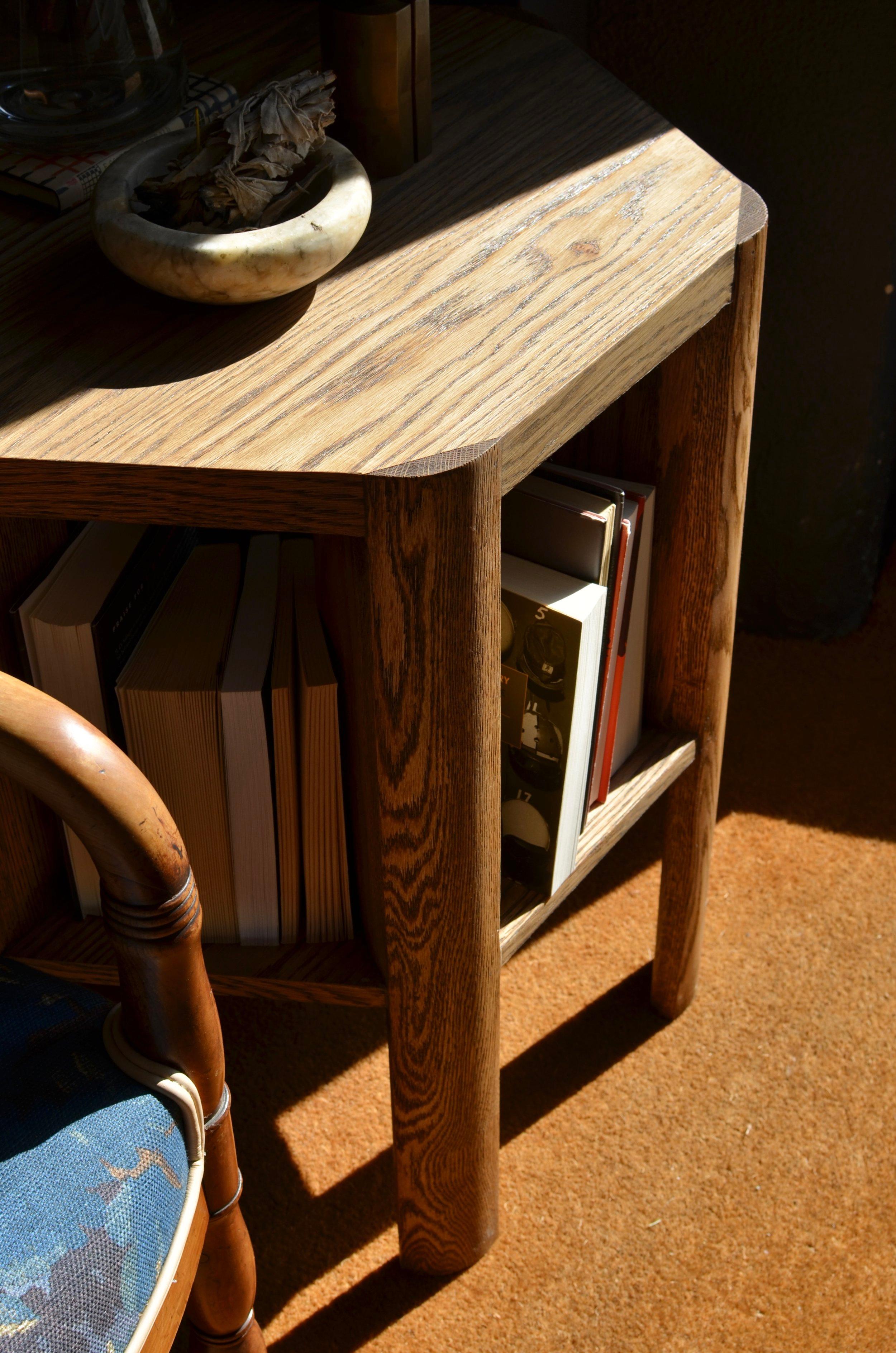 Minimalist Small Modern Library Table in Tanned Oak Finish by Martin & Brockett For Sale 4