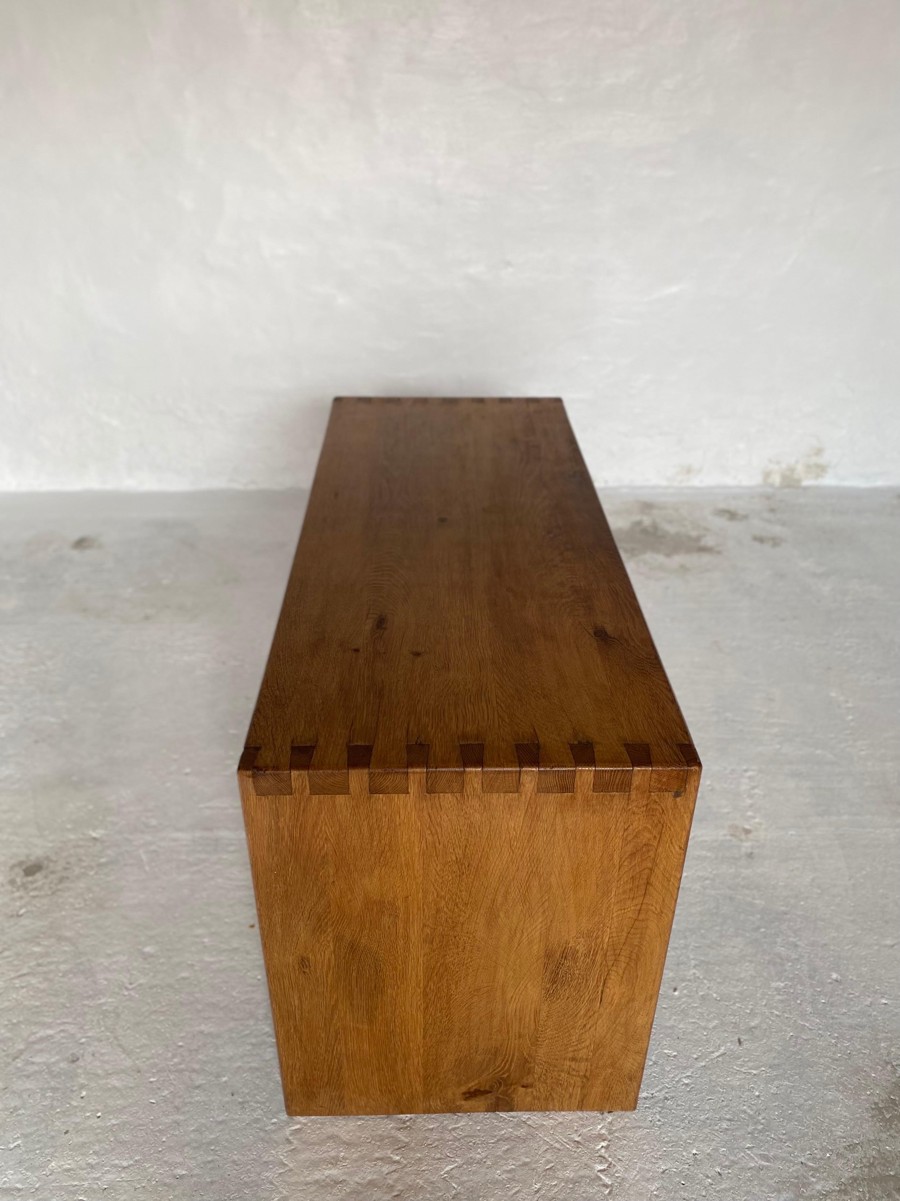 Hand-Crafted Minimalist Solid Desk in Oak France 1960s For Sale