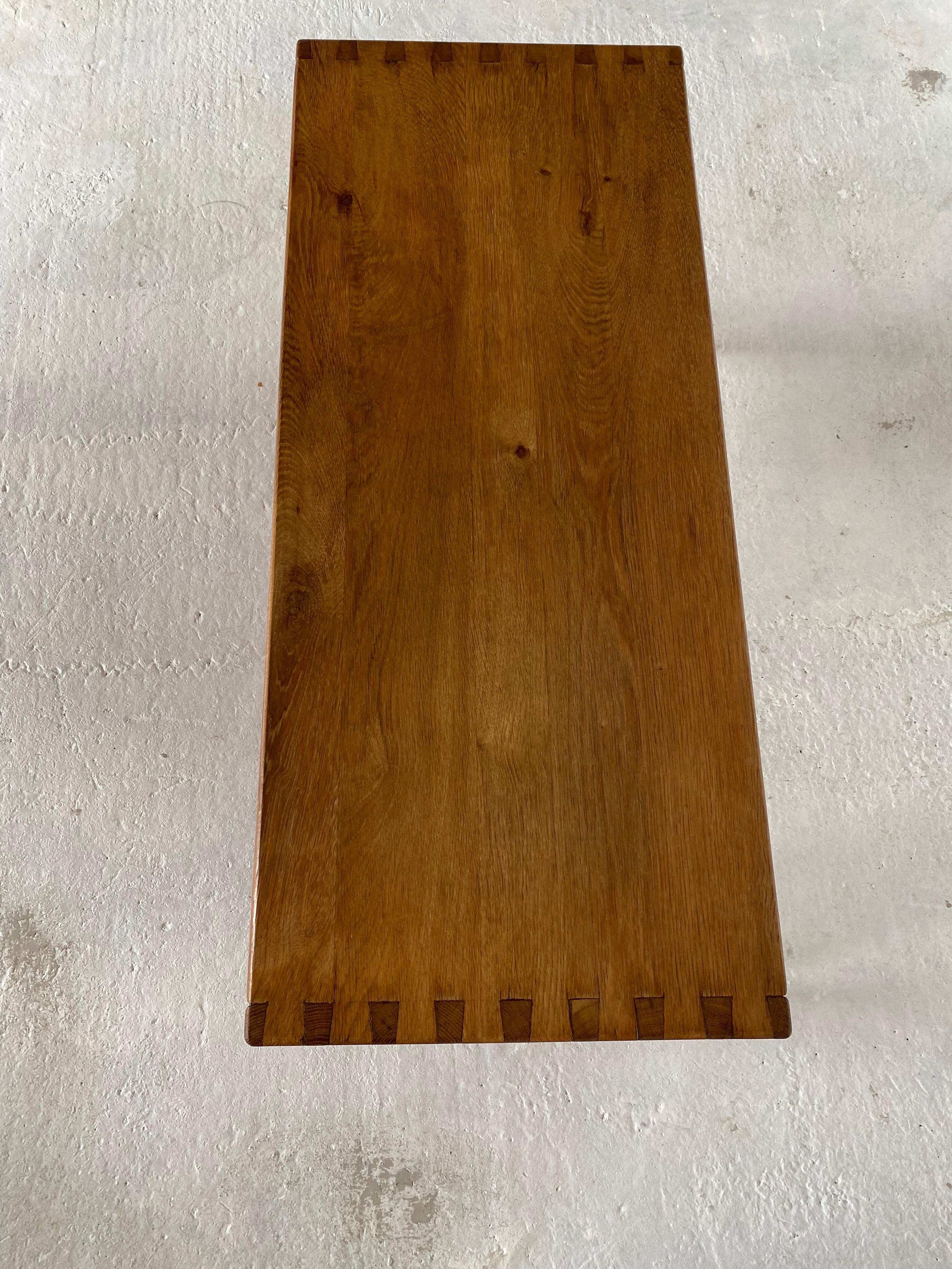 Minimalist Solid Desk in Oak France 1960s In Fair Condition In Antwerp, BE
