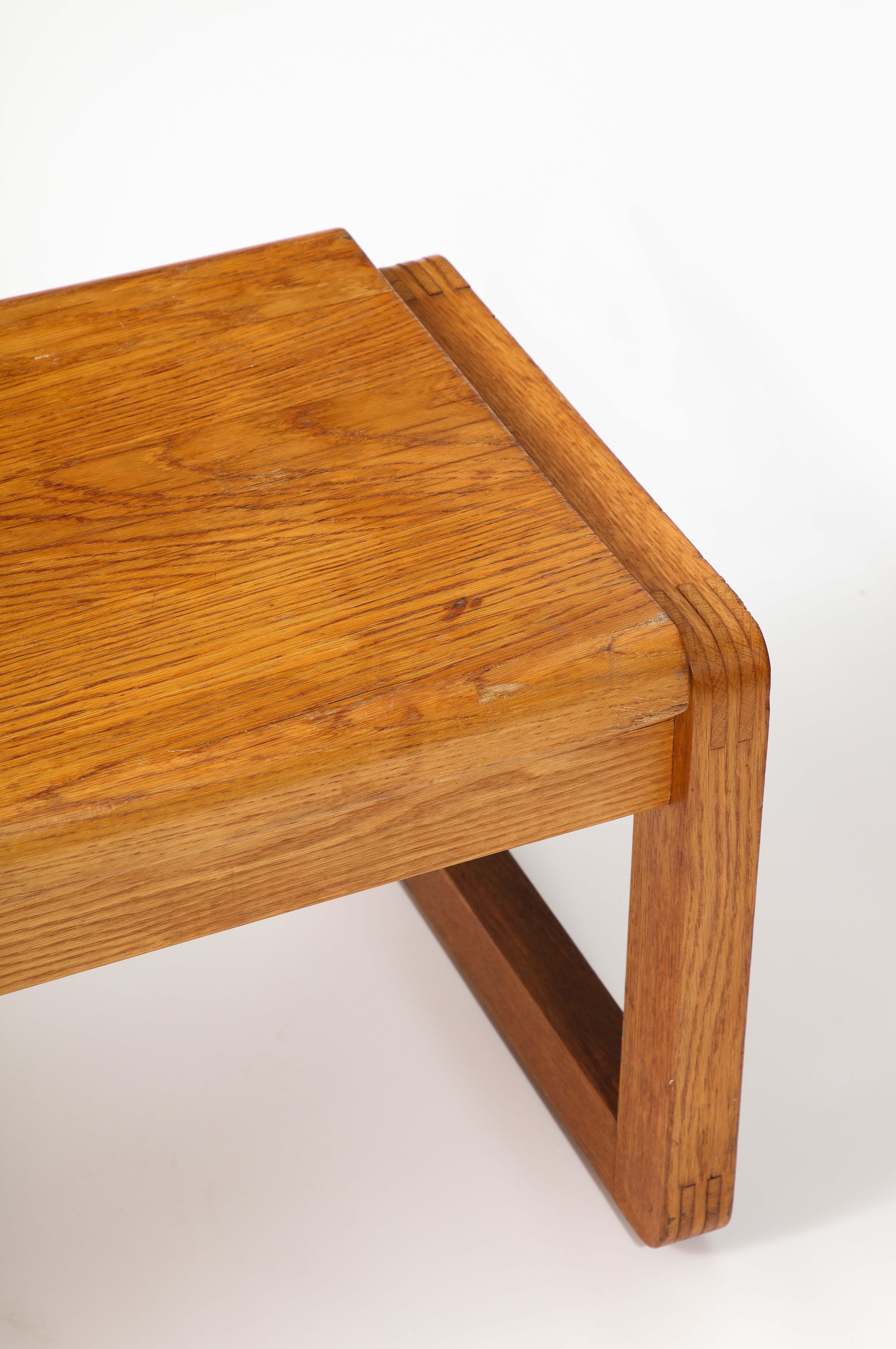 Minimalist Solid Oak Bench in style of Guillerme & Chambron  - Netherlands 1970s For Sale 3