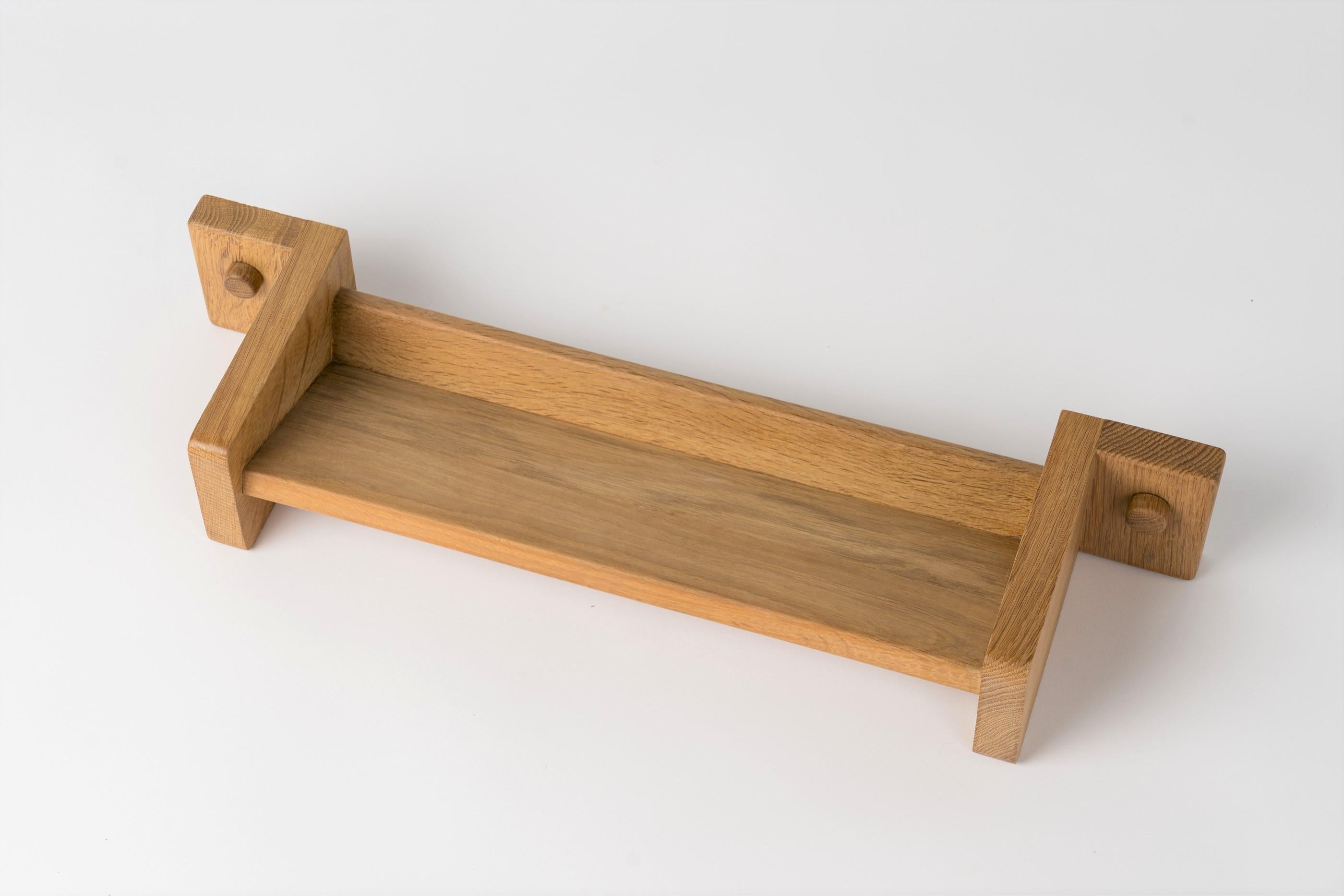 French Minimalist Solid Oak Shelf by Guillerme & Chambron, France, 1970's For Sale