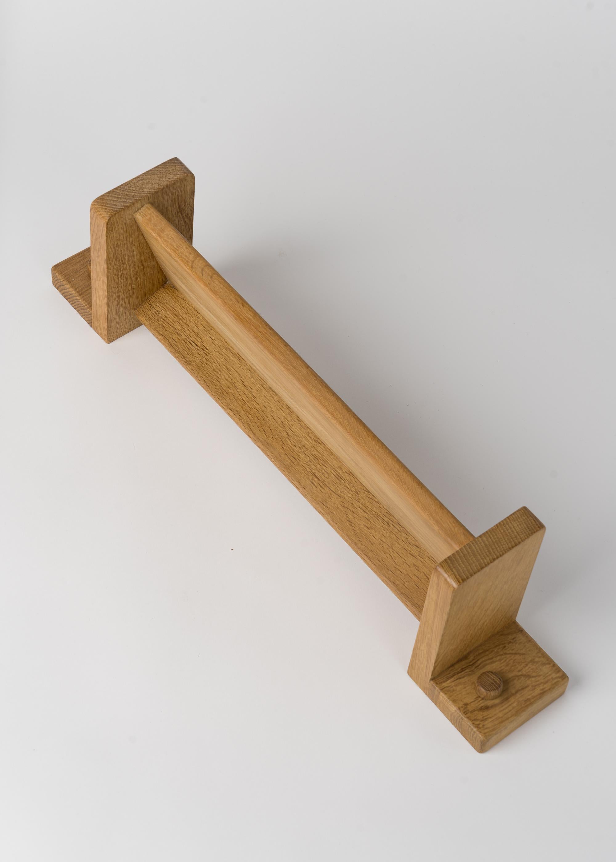 Late 20th Century Minimalist Solid Oak Shelf by Guillerme & Chambron, France, 1970's For Sale
