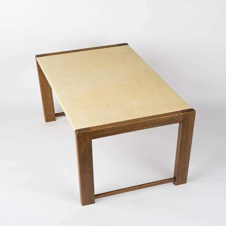 French Minimalist Solid Oak Side Table by Guillerme & Chambron, France 1970s For Sale