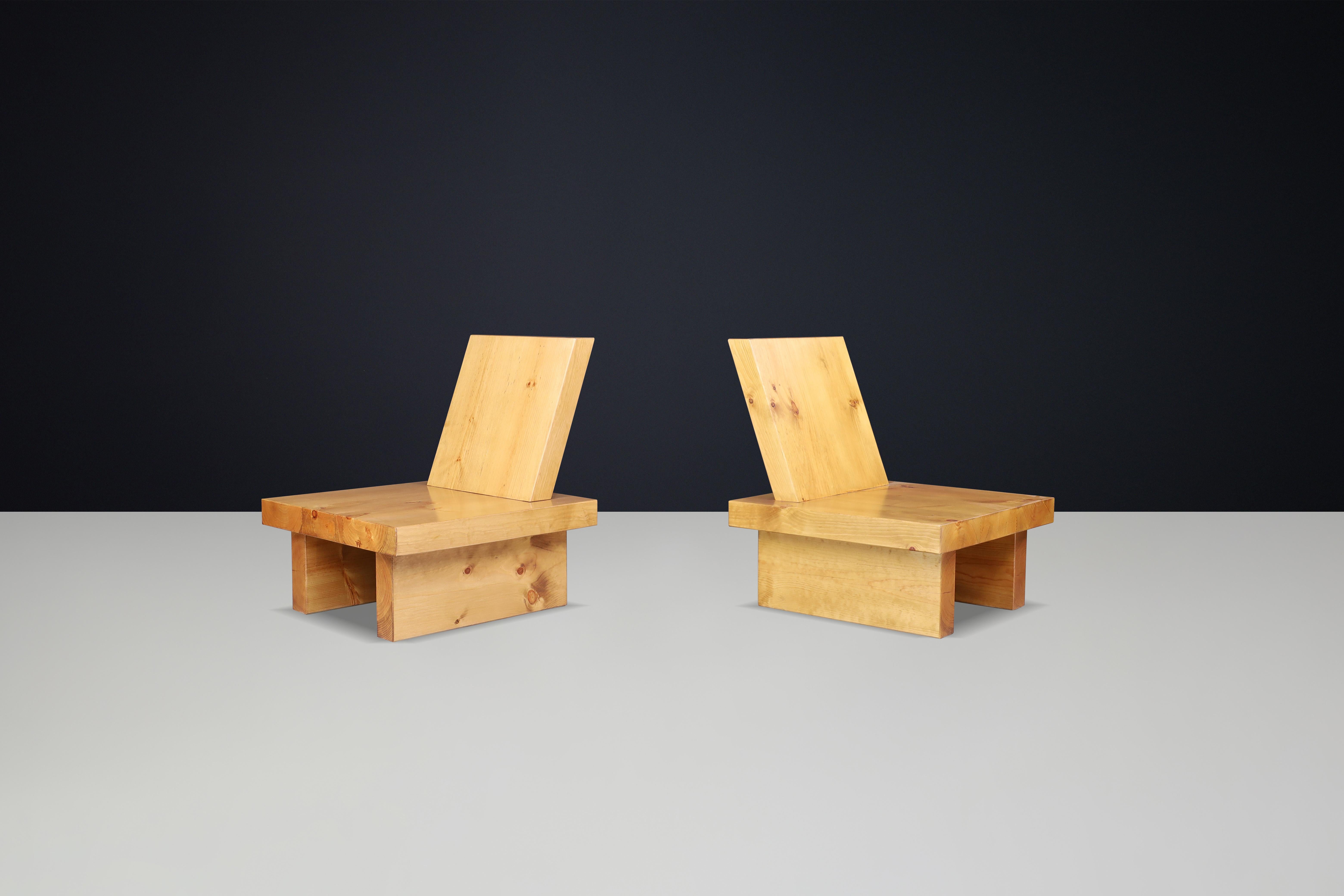 Minimaliste Fauteuils de salon minimalistes en pin massif d'Ibiza, 1960 en vente