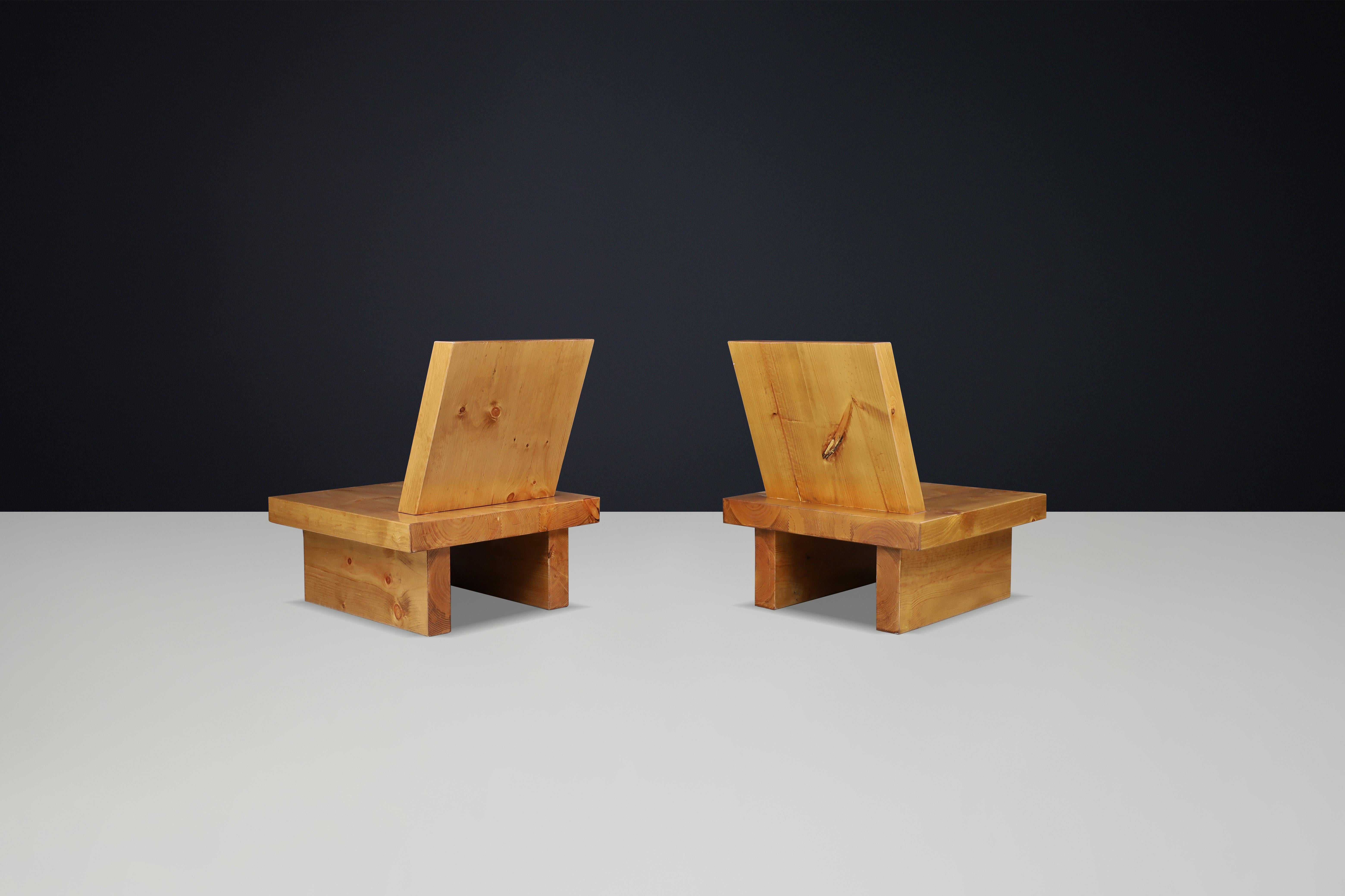 Espagnol Fauteuils de salon minimalistes en pin massif d'Ibiza, 1960 en vente