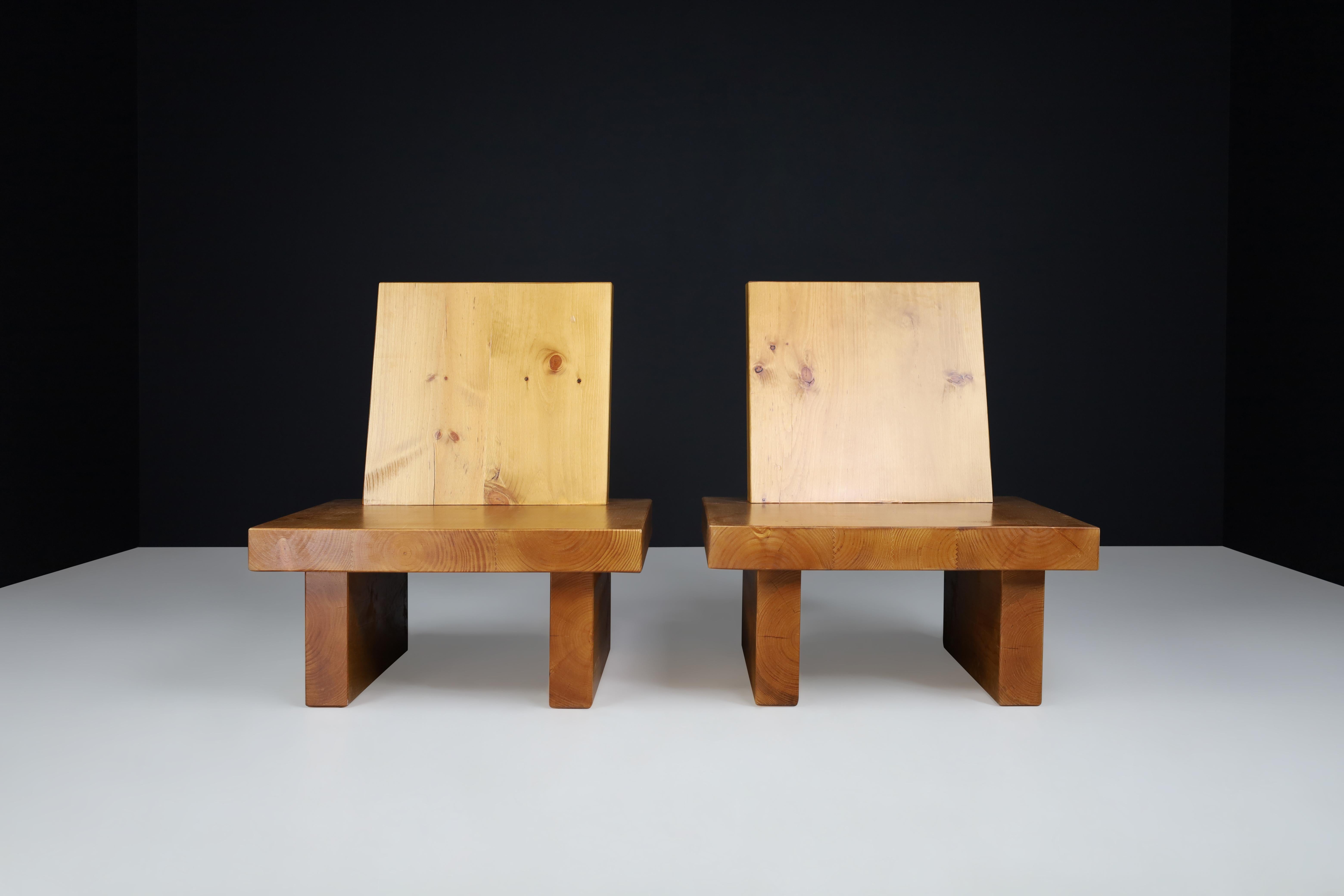 20th Century Minimalist Solid Pine Lounge Chairs from Ibiza, 1960  For Sale