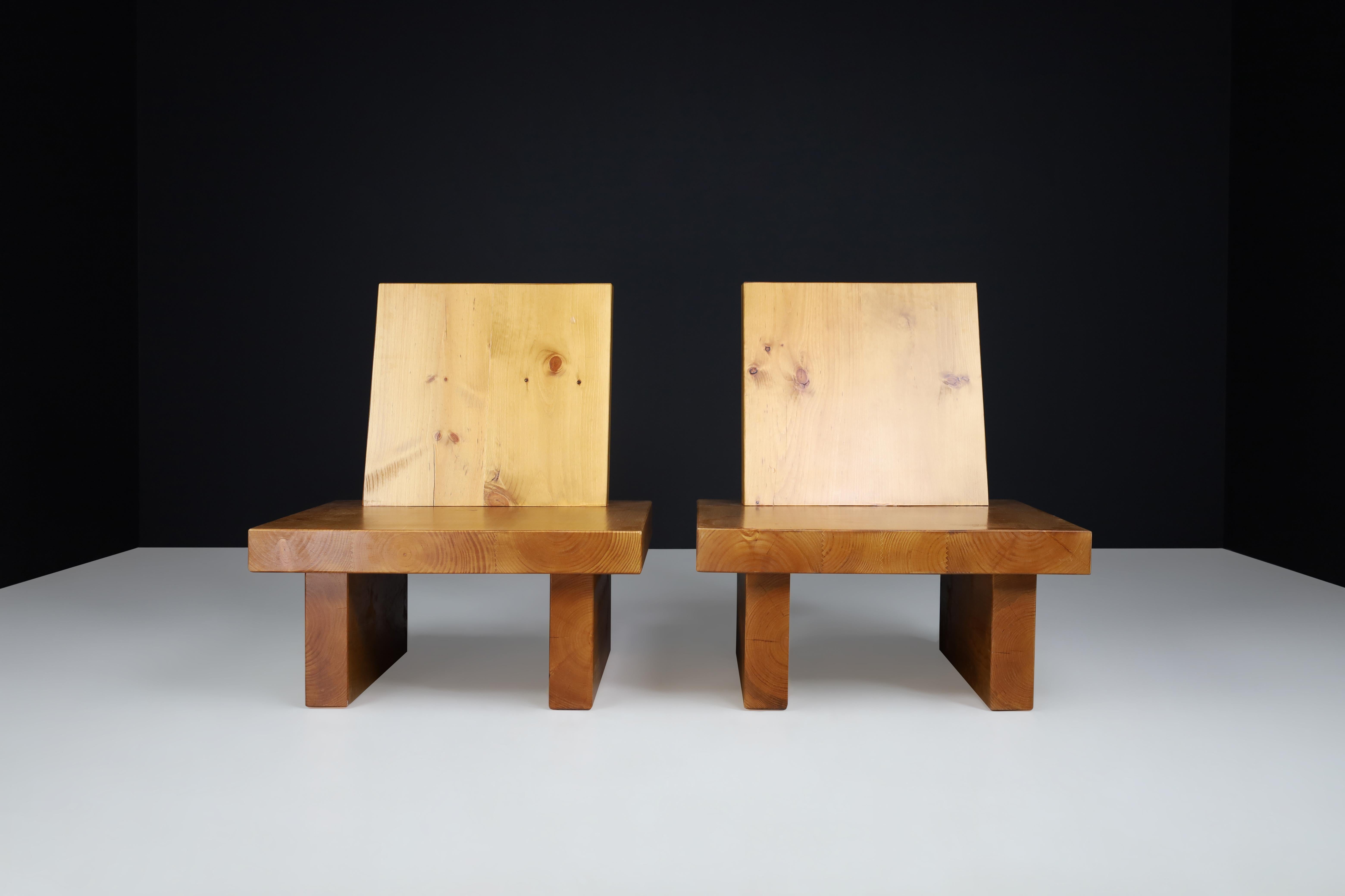 Minimalist Solid Pine Lounge Chairs from Ibiza, 1960  For Sale 1