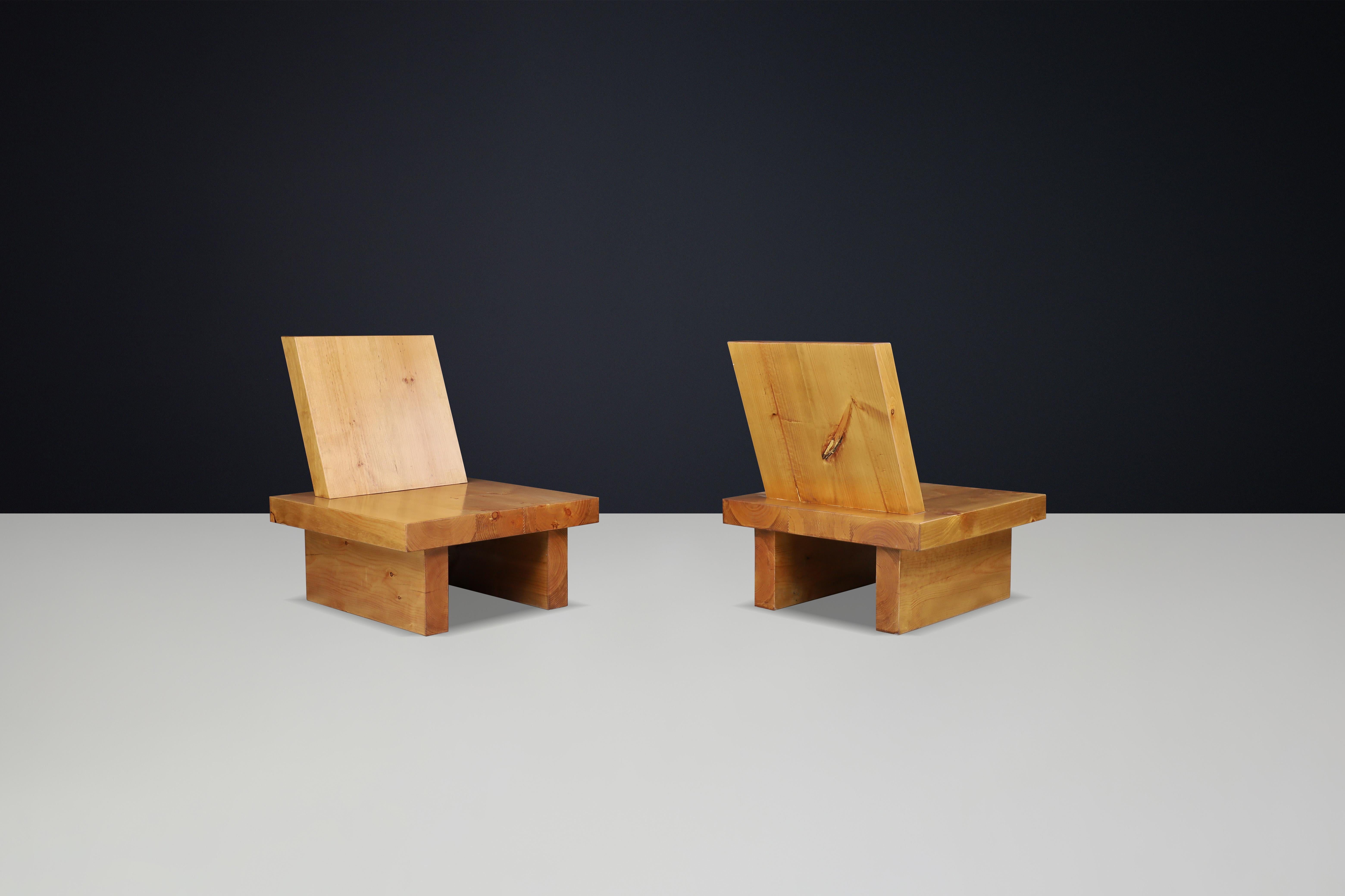 20ième siècle Fauteuils de salon minimalistes en pin massif d'Ibiza, 1960 en vente