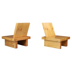 Minimalist Solid Pine Lounge Chairs from Ibiza, 1960