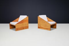 Minimalist Solid Pine Lounge Chairs from Ibiza, Spain, 1960s