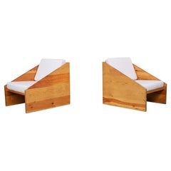 Minimalist Solid Pine Lounge Chairs from Ibiza, Spain, 1960s