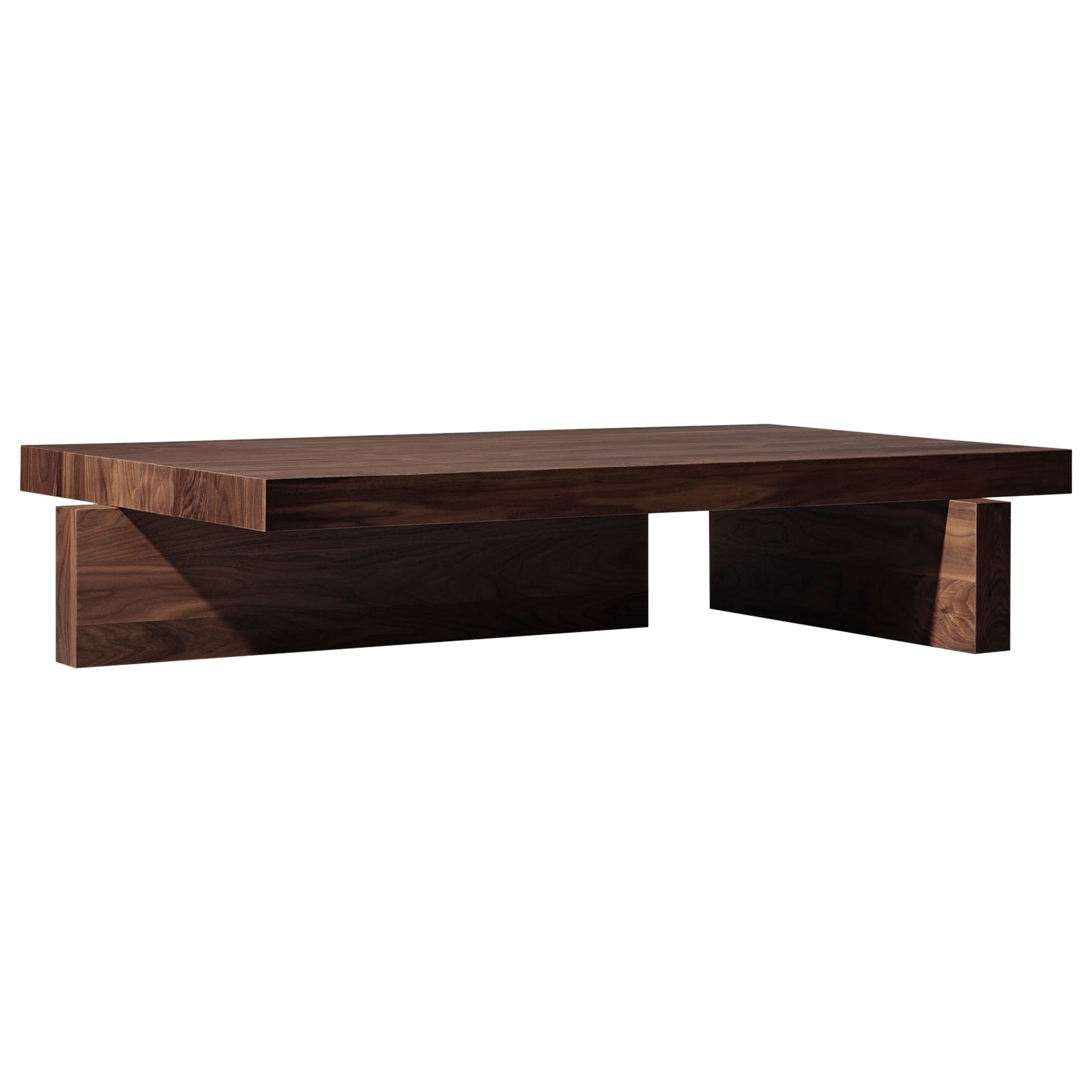 Minimalistischer Hari-Couchtisch aus massivem Nussbaumholz – Mokko