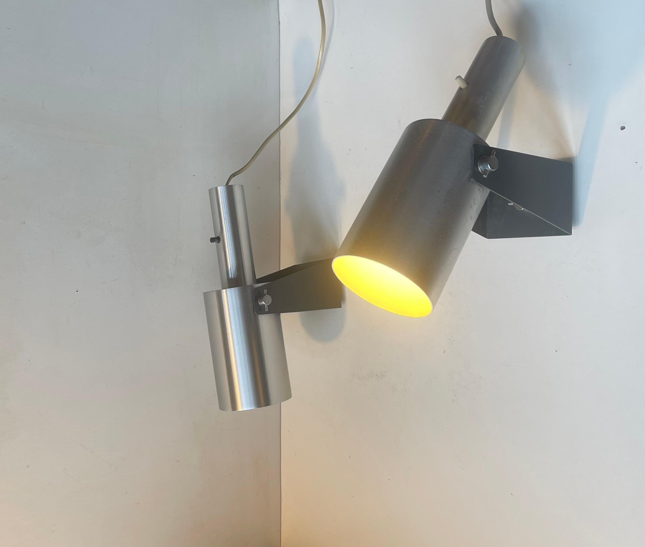 Aluminum Minimalist Sonet Wall Lamps by Hans Peter Jeppesen for Fog & Mørup, 1960s For Sale