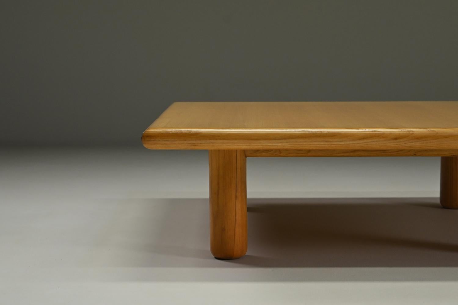 Mesa de centro minimalista cuadrada de madera de fresno, Europa de los 80. finales del siglo XX en venta