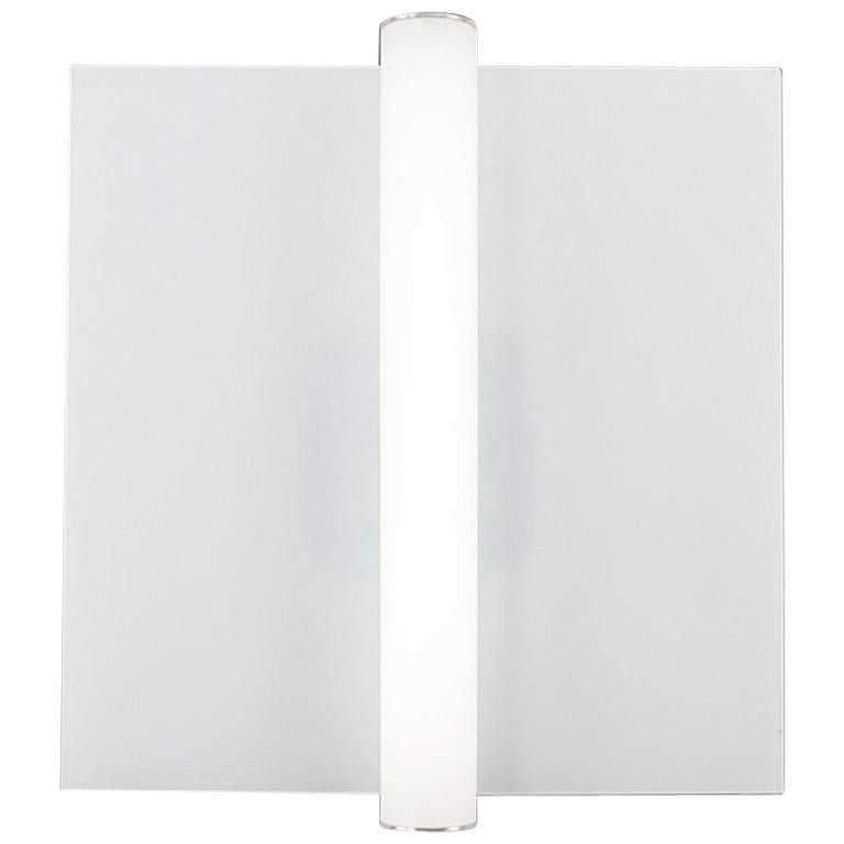 Minimalist Square Glass Wall Sconce with Glass Cylinder For Sale