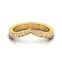 Anello impilabile minimalista con diamante chevron a V da 0,26 carati in oro giallo 14k Regalo