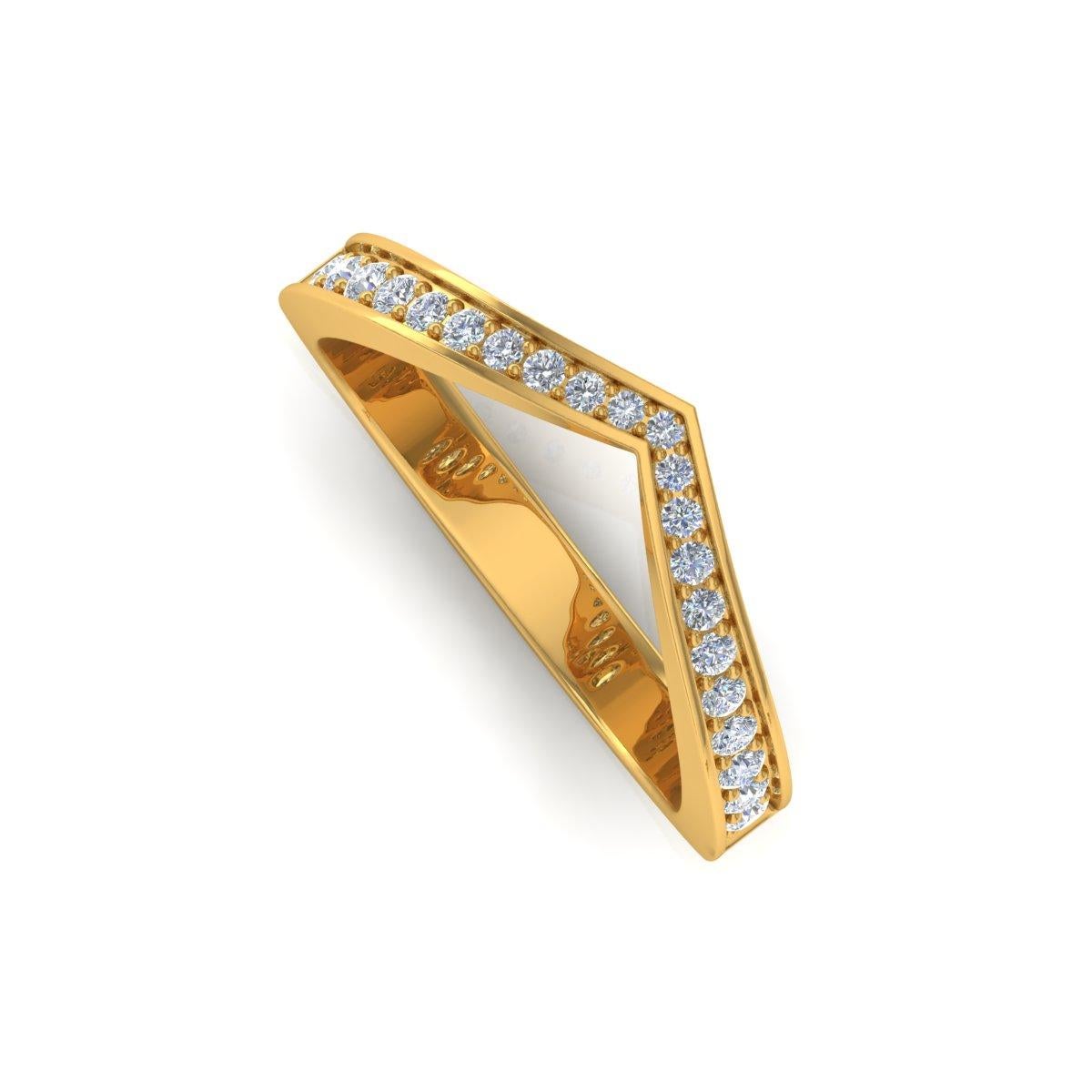 For Sale:  Minimalist Stackable V Chevron Diamond 0.26ct Band Ring 18k Yellow Gold Gift 2