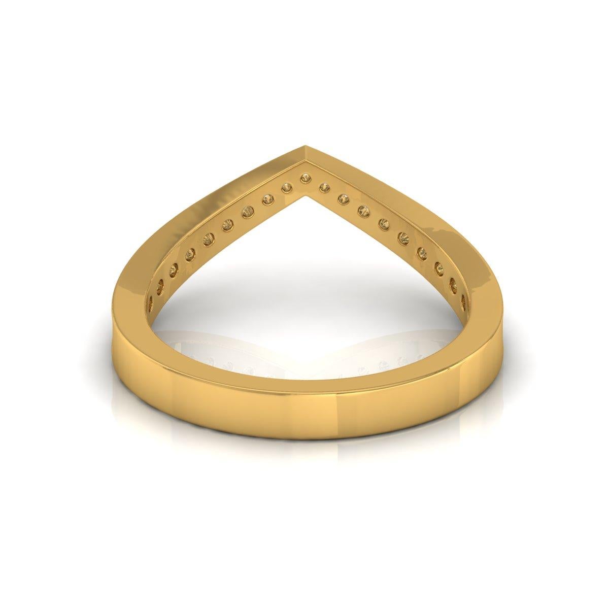 For Sale:  Minimalist Stackable V Chevron Diamond 0.26ct Band Ring 18k Yellow Gold Gift 3