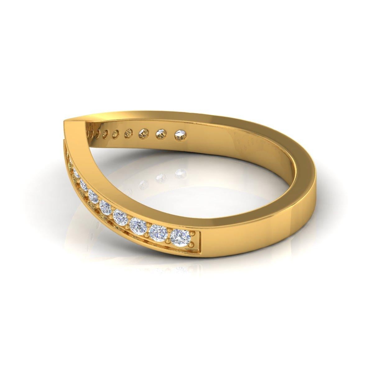 For Sale:  Minimalist Stackable V Chevron Diamond 0.26ct Band Ring 18k Yellow Gold Gift 5
