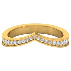 Minimalist Stackable V Chevron Diamond 0.26ct Band Ring 18k Yellow Gold Gift