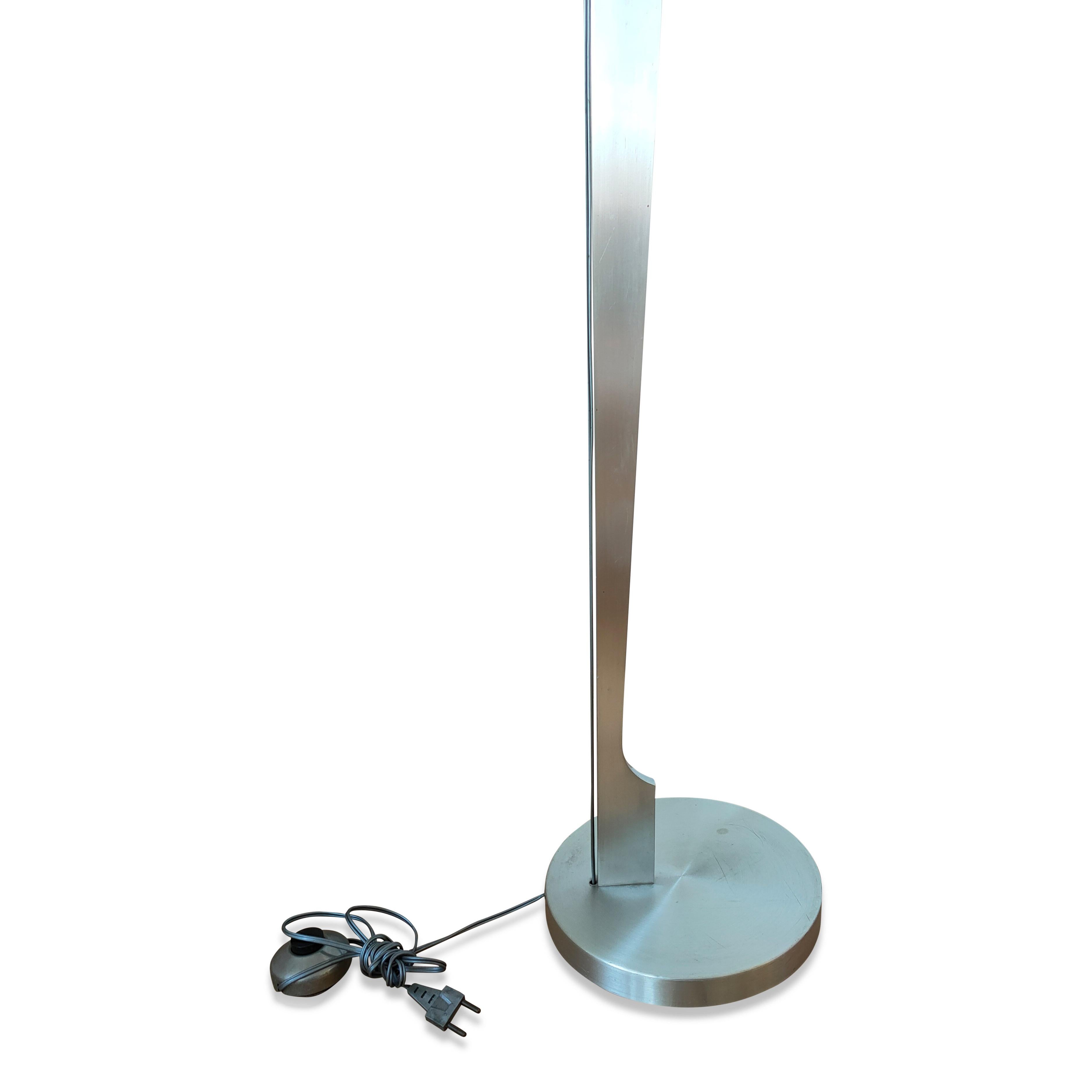 French Minimalist Stainless Steel Floor Lamp Attributed to Maison Jansen, France, 1970s