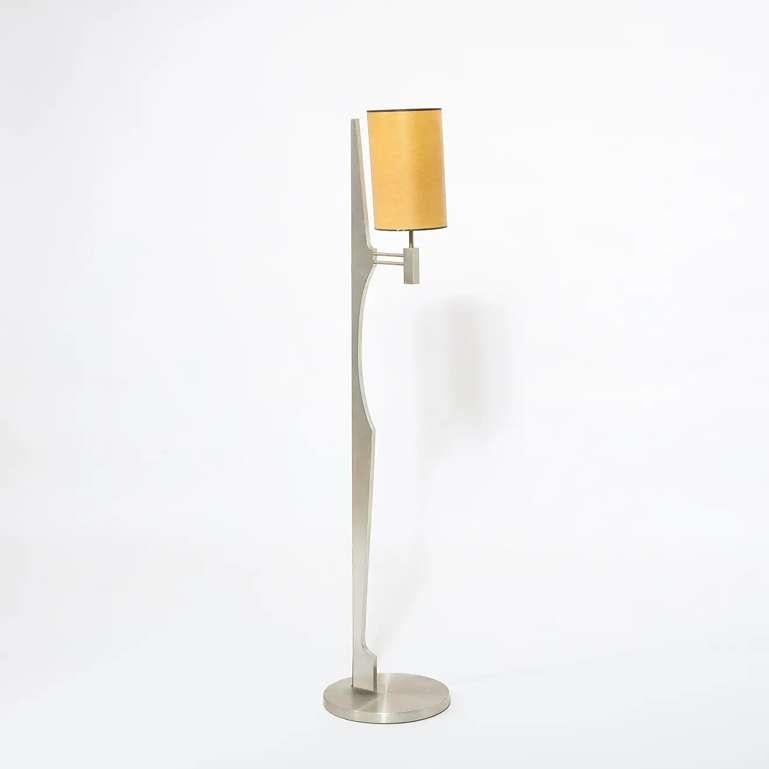 Minimalist Stainless Steel Floor Lamp Attributed to Maison Jansen, France 1970s For Sale 5