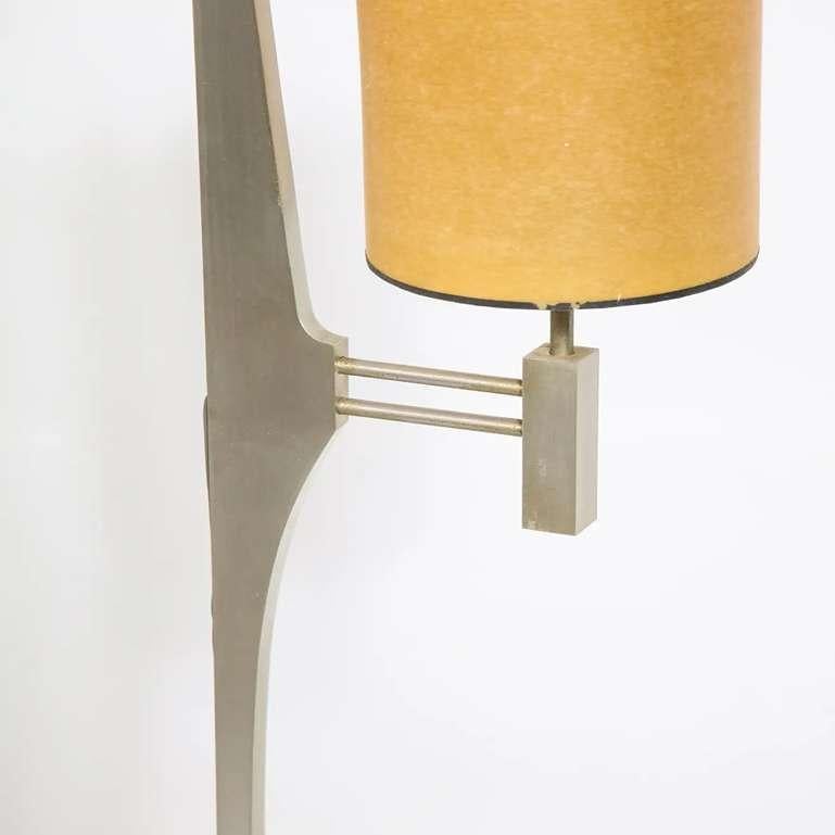 Minimalist Stainless Steel Floor Lamp Attributed to Maison Jansen, France 1970s For Sale 8