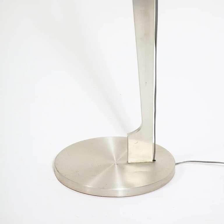 French Minimalist Stainless Steel Floor Lamp Attributed to Maison Jansen, France 1970s For Sale