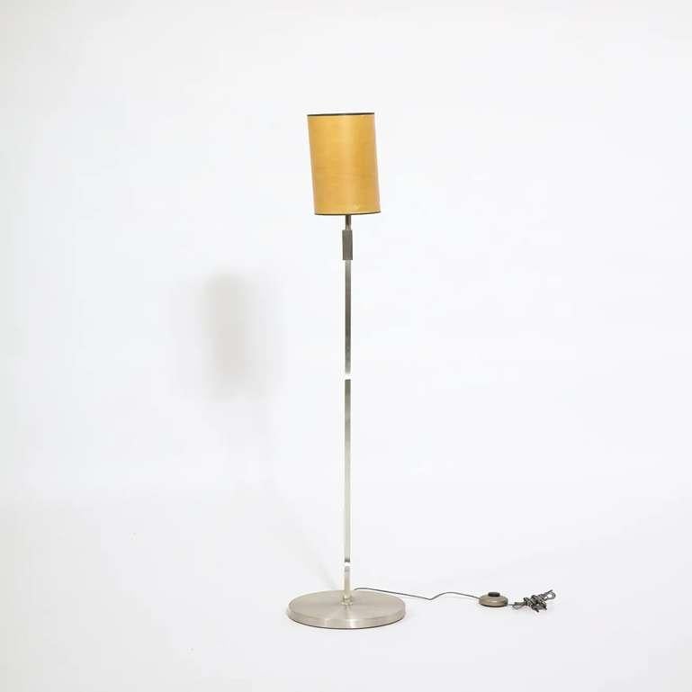 Minimalist Stainless Steel Floor Lamp Attributed to Maison Jansen, France 1970s For Sale 3