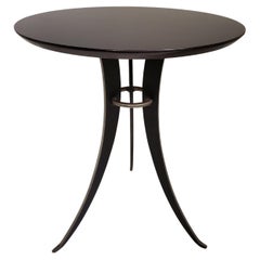 Minimalist Steel and Ebonized Wood Circular Table w/ tripodal legged base 