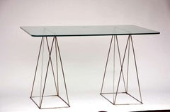 Minimalist Steel And Glass Trestle Table