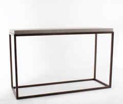 Minimalist Steel Console Table with Limestone Top