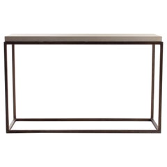 Minimalist Steel Console Table with Limestone Top