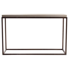 Minimalist Steel Console Table with Limestone Top