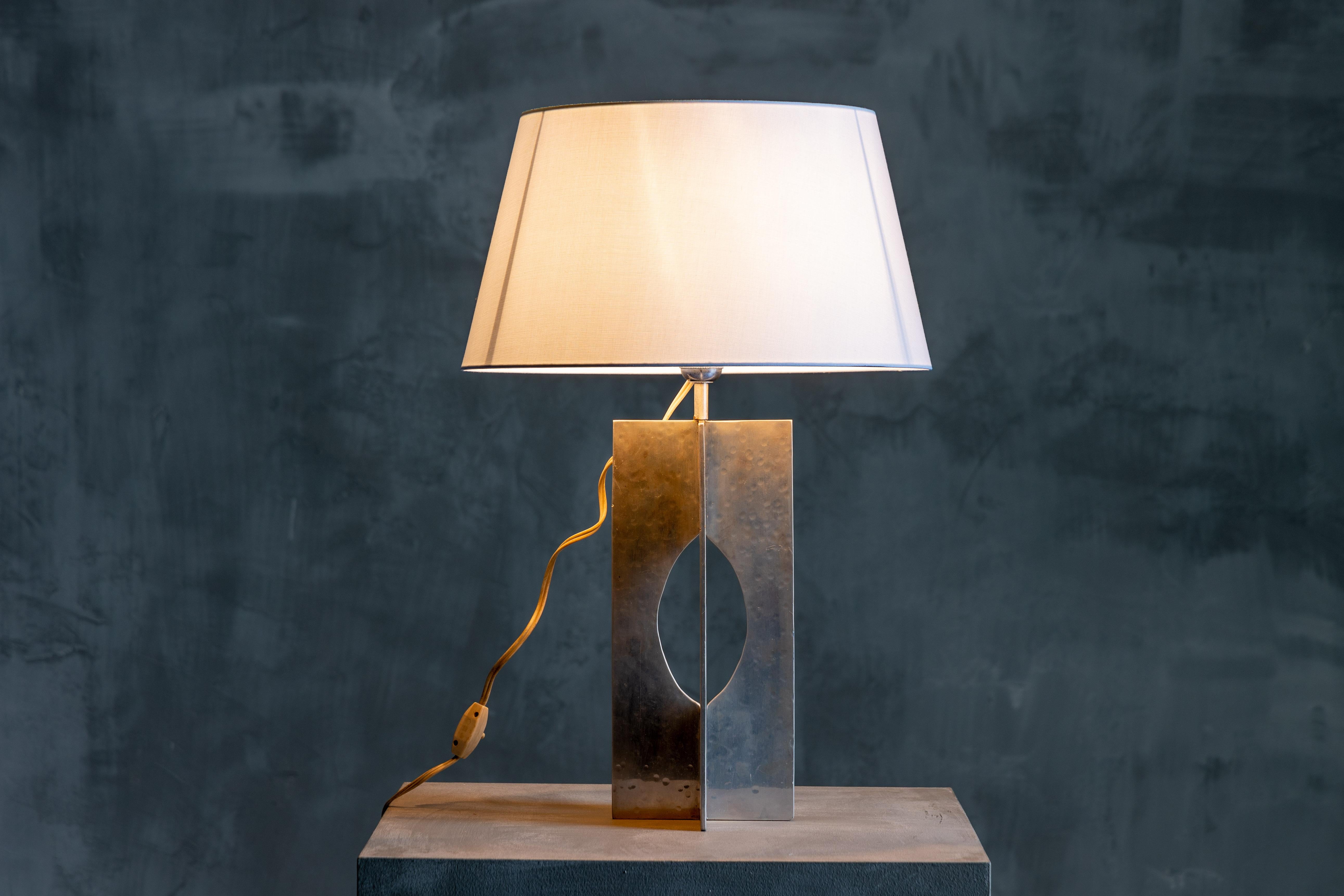 Minimalist Steel Table Lamp, France, 1970s In Excellent Condition In Antwerp, BE