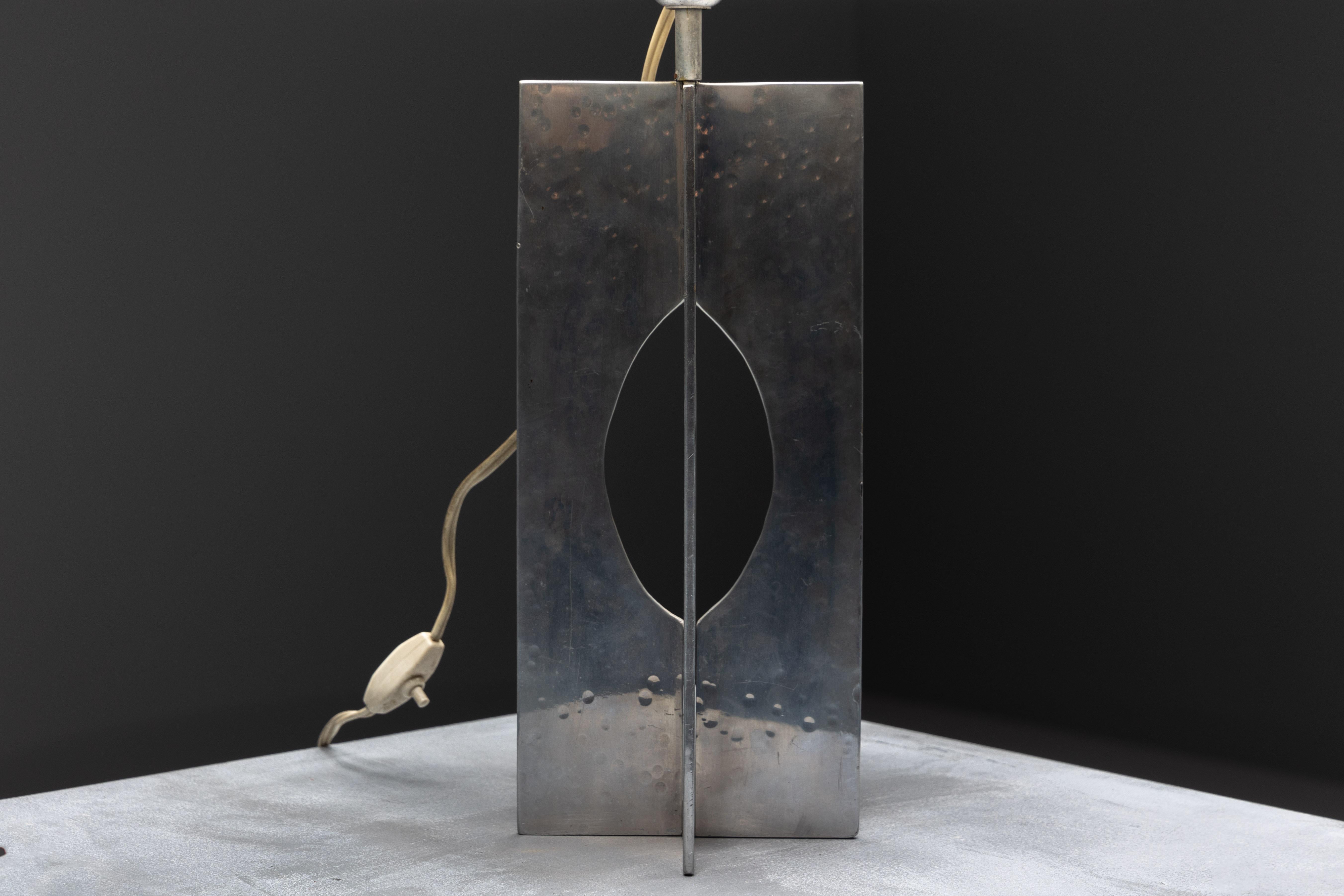 Minimalist Steel Table Lamp, France, 1970s 3
