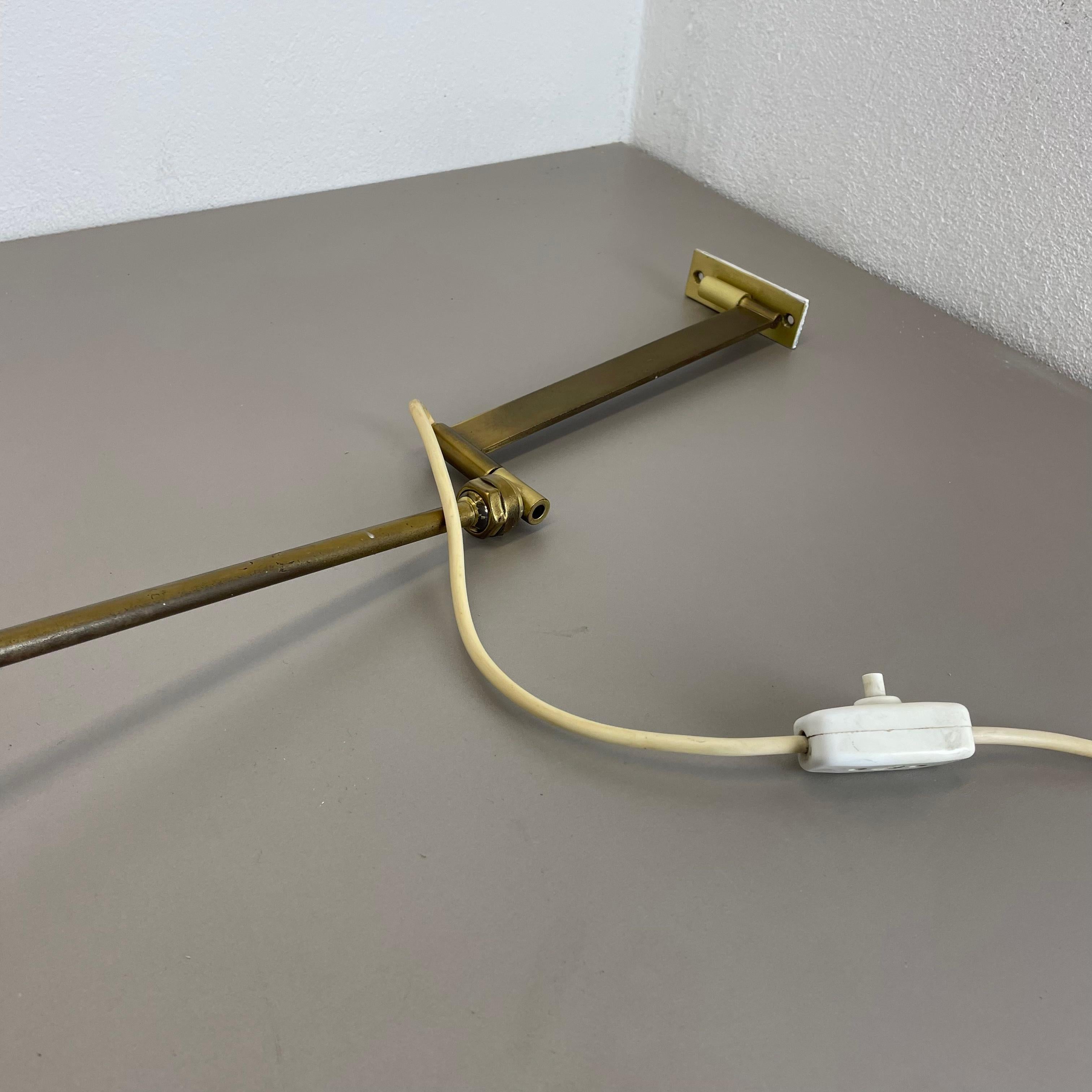 Minimalist Stilnovo Style Adjustable Swing Arm Brass Wall Light, Italy, 1960s For Sale 8