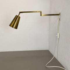 Minimalist Stilnovo Style Adjustable Swing Arm Brass Wall Light Italy 1960s