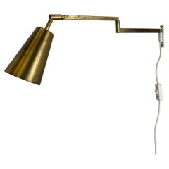 Minimalist Stilnovo Style Adjustable Swing Arm Brass Wall Light Italy 1960s