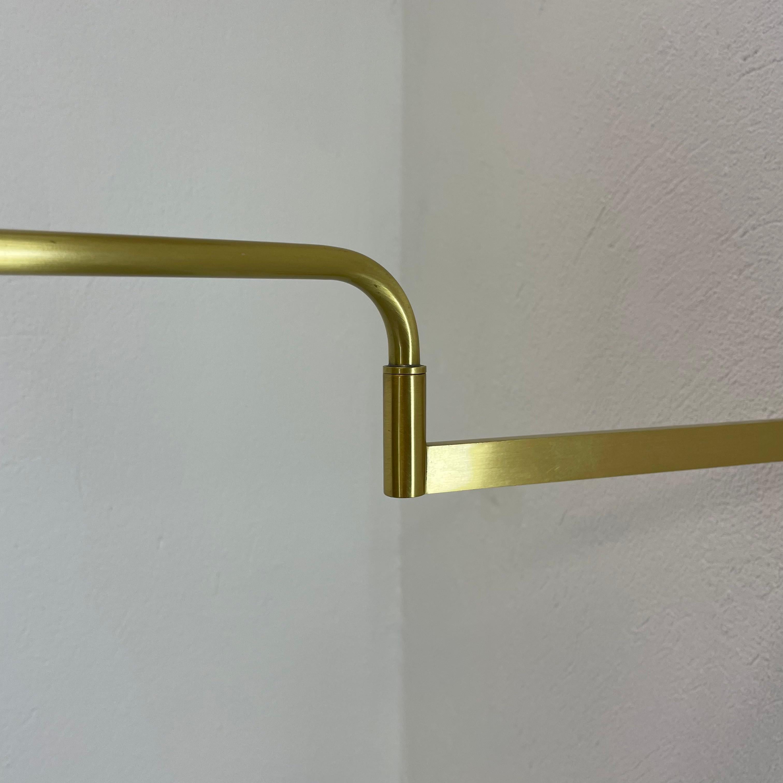 Minimalist Stilnovo Style Adjustable Swing Arm Brass Wall Light Italy 1970s For Sale 4