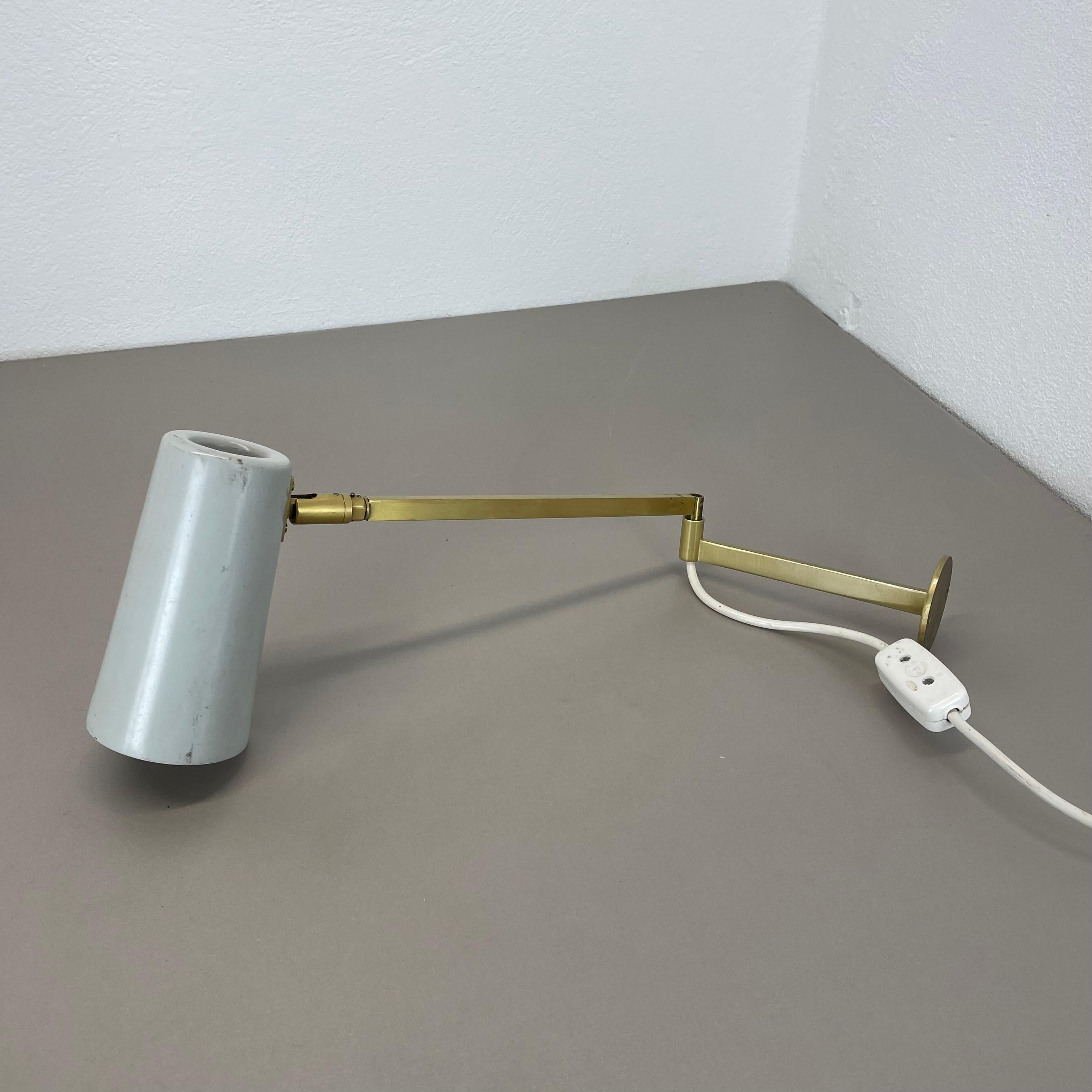 Minimalist Stilnovo Style Adjustable Swing Arm Brass Wall Light Italy 1970s For Sale 12